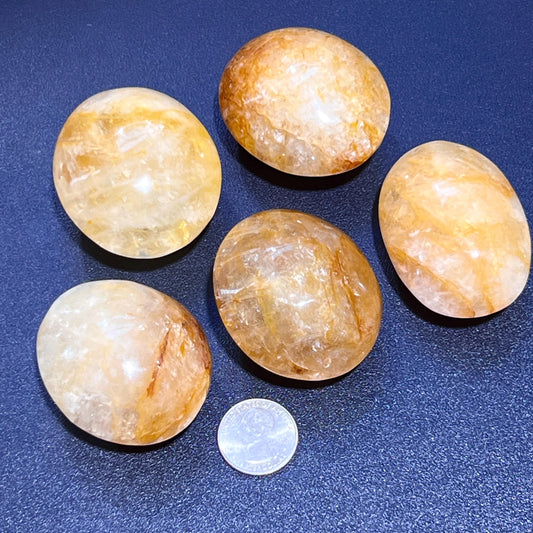 Golden Healer Quartz Palm Stone Gemstone Home Decor Carving Supply