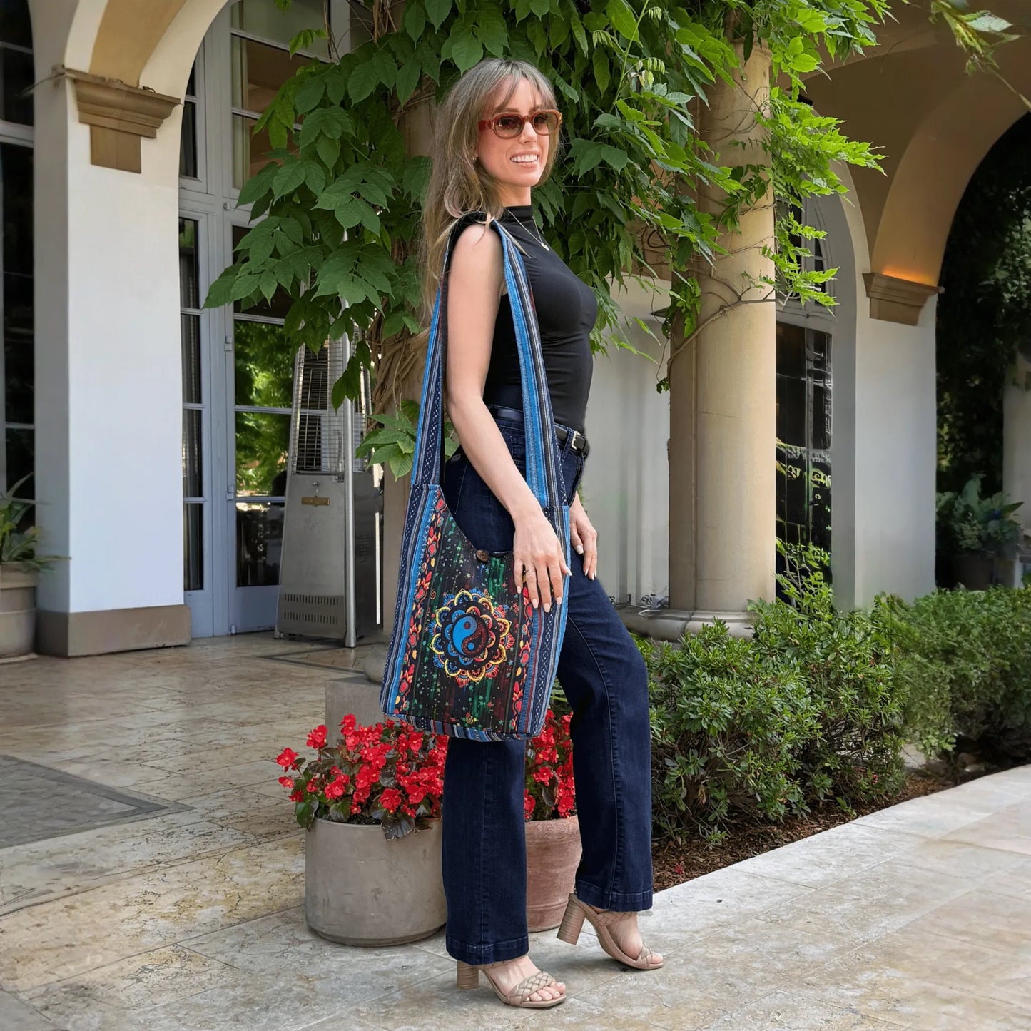 Kathmandu Collection Yin Yang Print Hobo Bag