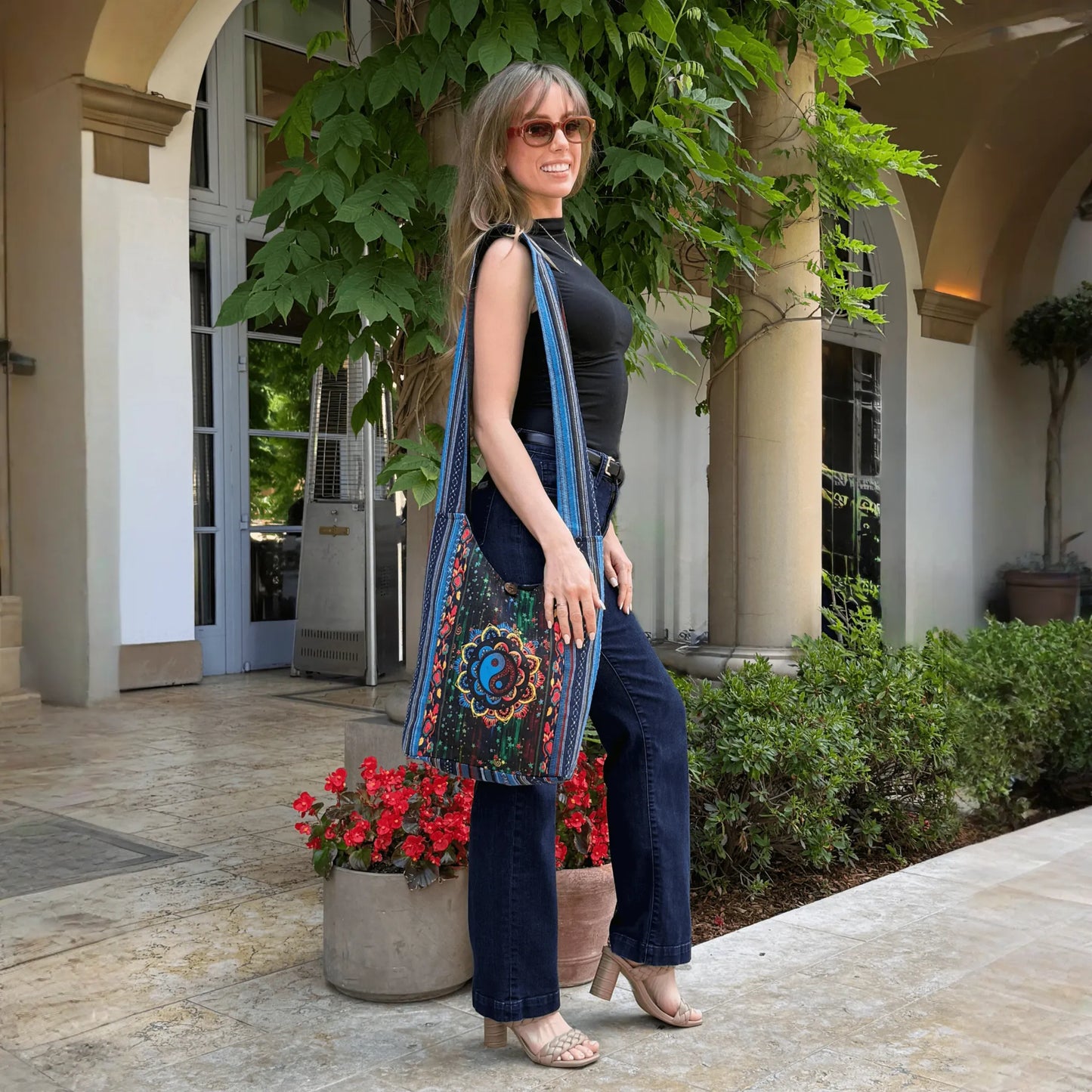 Kathmandu Collection Yin Yang Print Hobo Bag