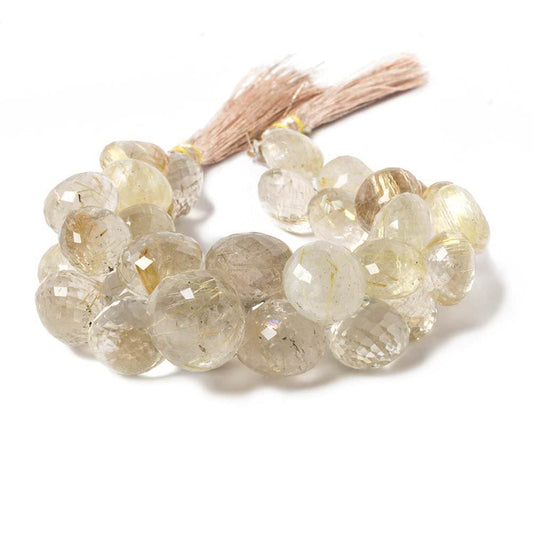8-13mm Rutilated Quartz Beads Candy Kiss Briolette 7 inch 36 pieces