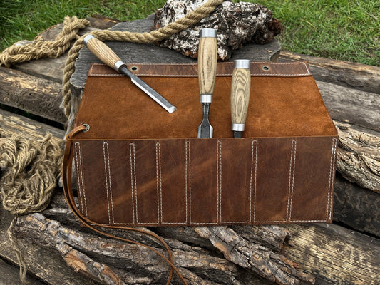 8 Pocket Leather Chisel Roll