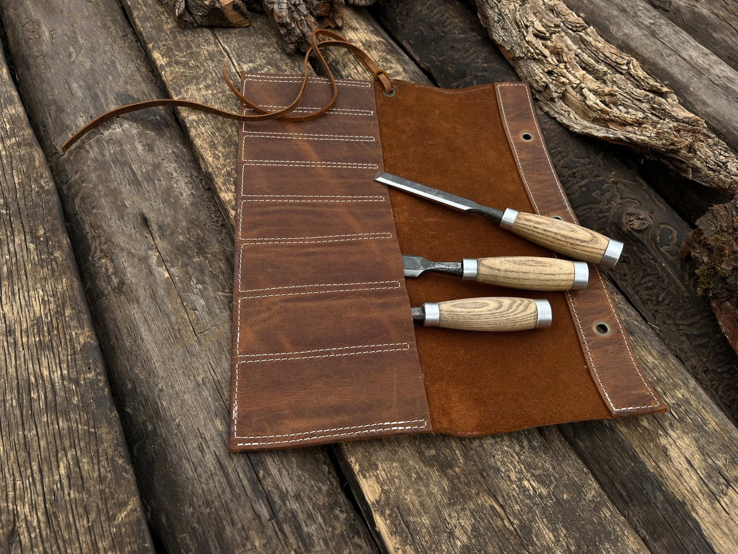 8 Pocket Leather Chisel Roll