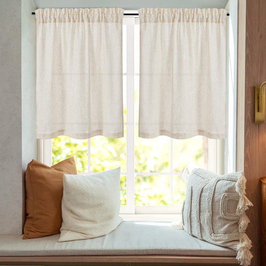 Natural Farmhouse Cafe Tier Curtains, 2 Panels