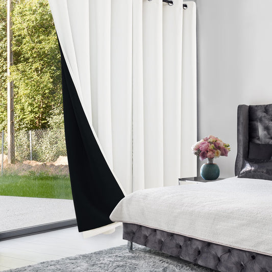 Double Layer Total Blackout Curtain, 1 Panel, White