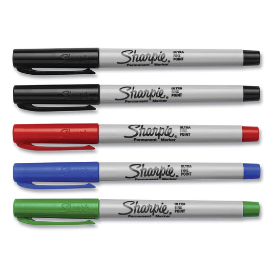 Sharpie Ultra Fine Tip Permanent Marker, Extra-Fine Needle Tip, Assorted Colors, 5/Set