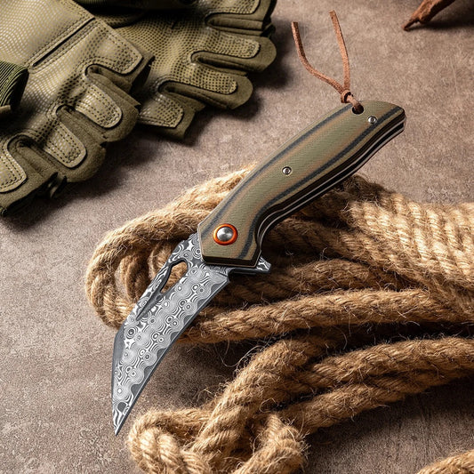 Scorpion Japanese Folding Pocket Knife with VG-10 Damascus Steel & G10 Handle
