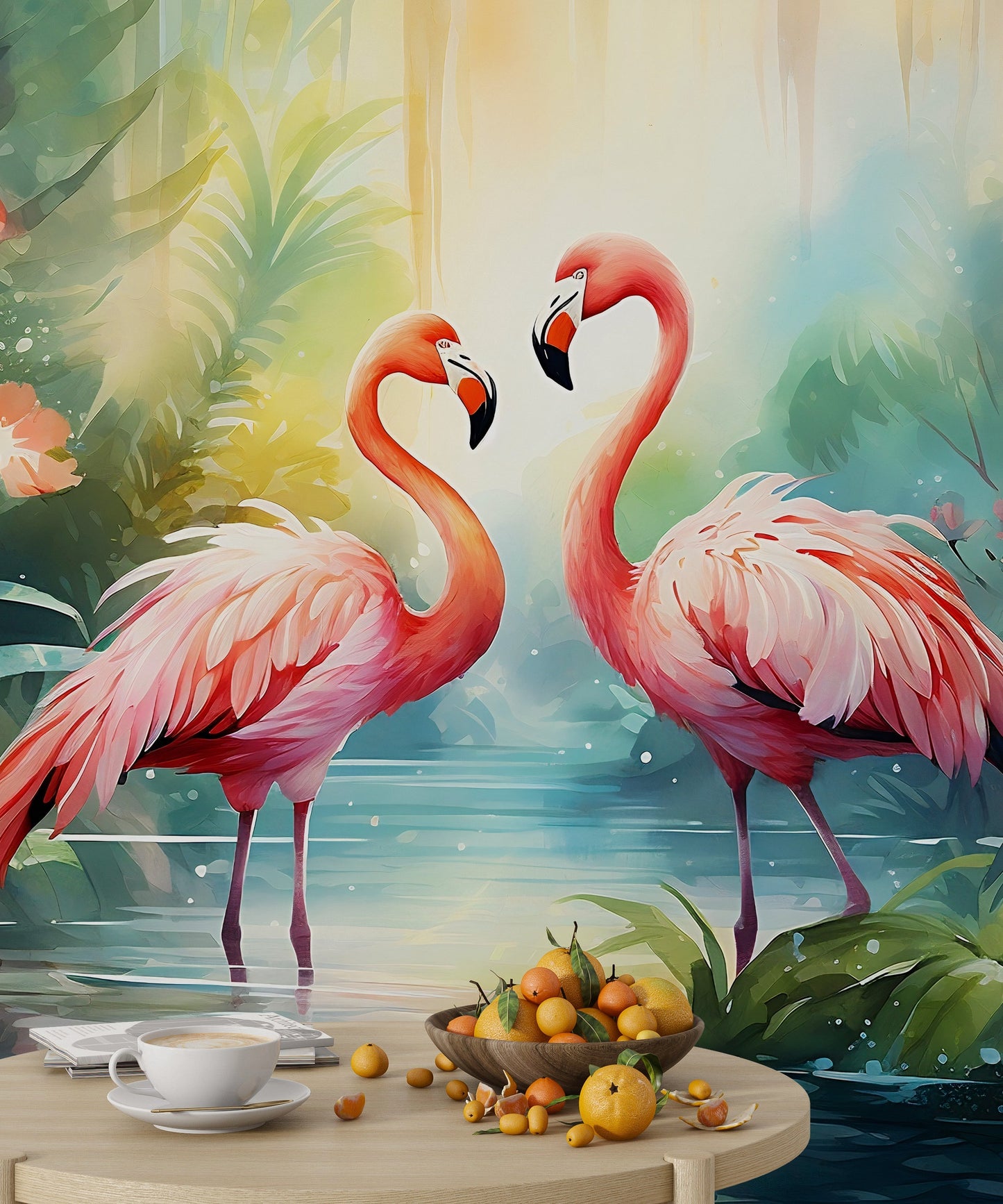 Tropical Flamingo Mural