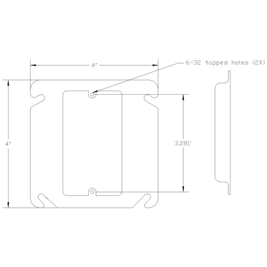 4 inch Square, 1/2 Inch Raised Mud Ring Device Cover for 1 device