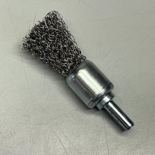 (5 PACK) Crimped Wire End Brush Stainless Steel 3/4" Dia 5/8" Post Chrome