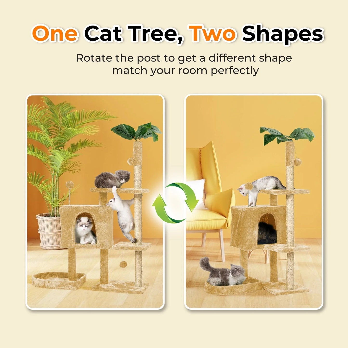 Cat Tree with Scratching Posts Plush Perch Stand