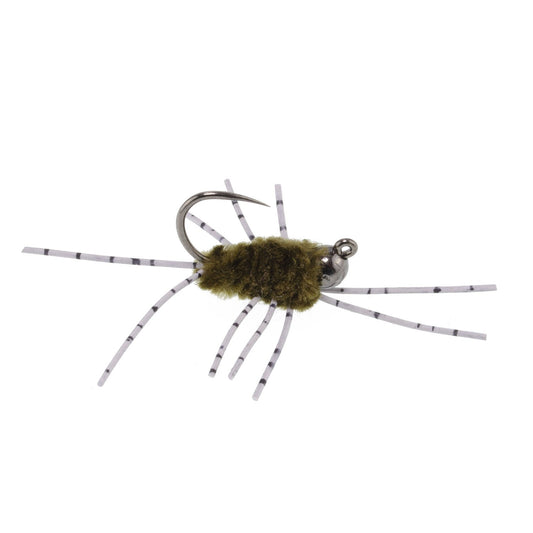 Barbless Pat's Barred Rubber Legs Tungsten Bead Jigged Dark Olive Euro Nymph - Set of 6 Flies Hook Size 6