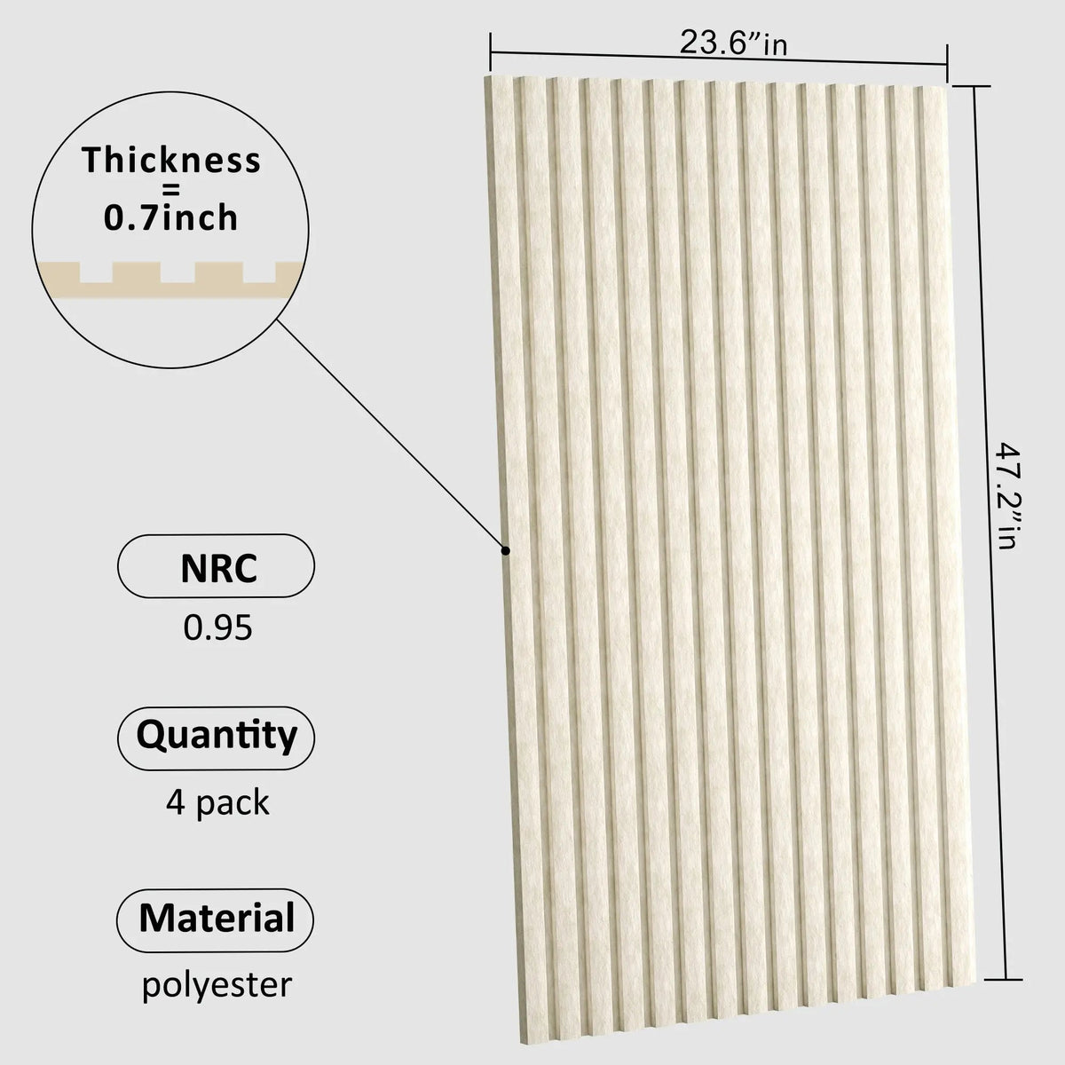 Acoustical 100% Polyester Wall Panel, 48x24x0.7 Sound Proof Wall Panels