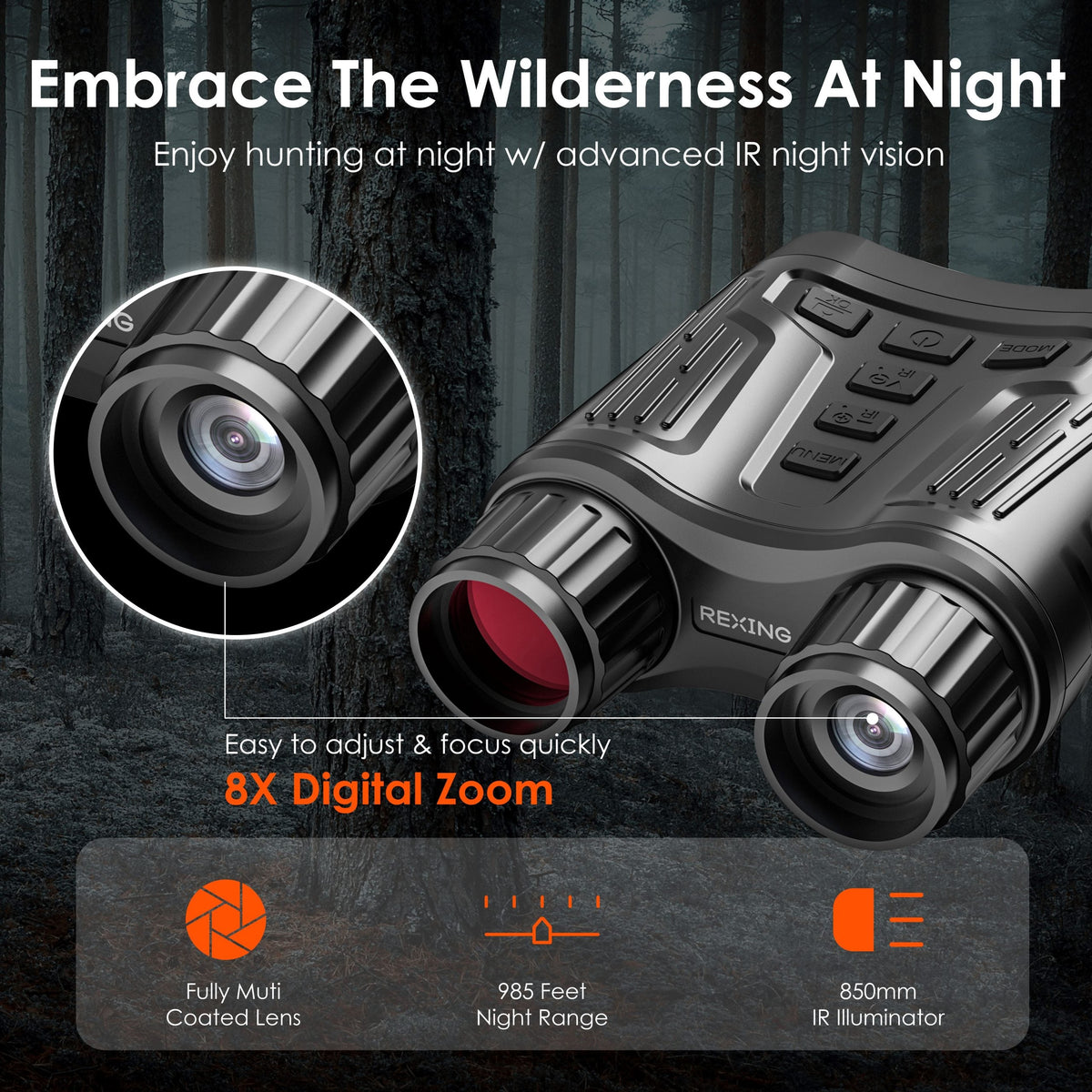 Rexing B1 Pro – 4K IR Night Vision Digital Binocular
