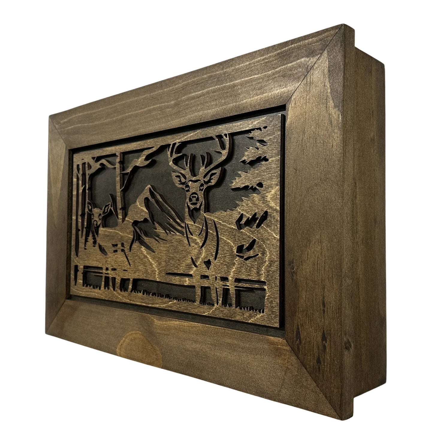 Stylish Buck & Doe Wall-Mounted Gun Cabinet – Elegant Lockable Storage for Your Home