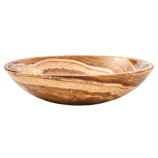 Brown Onyx Translucent Natural Stone Above Vanity Vessel Sink Polished (D)16" (H)4"