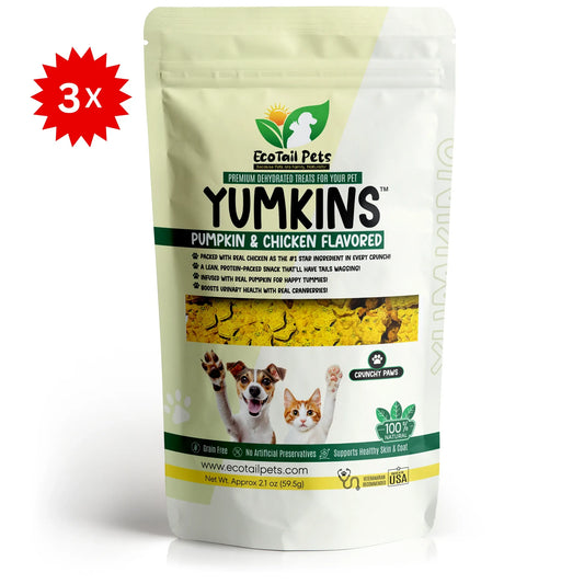 𝗦𝗨𝗕𝗦𝗖𝗥𝗜𝗣𝗧𝗜𝗢𝗡 • Yumkins™: 3 x (2.1oz) Pumpkin & Chicken Flavored Crunchy Paws – Bundle