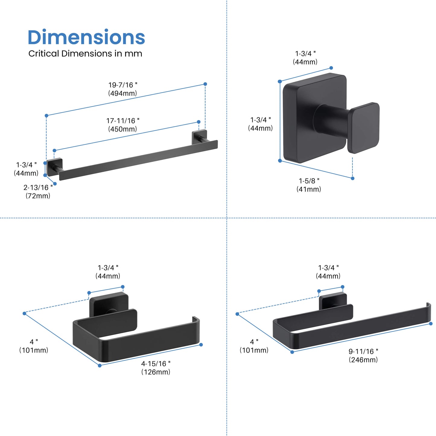 Fusion 5 Piece Bathroom Hardware Set 2