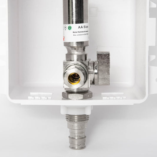 1/2" PEX Expansion (F1960) Inlet, Dishwasher Outlet Box, with Copper Hammer Arrestor