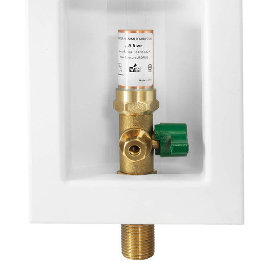 1/2" Sweat Inlet, Ice Maker Outlet Box, with Copper Water Hammer Arrestor