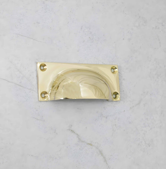 6" Rectangle Bin Pulls - Unlacquered Polished Brass