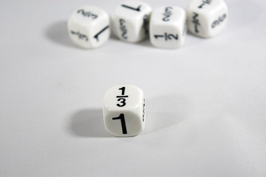 Math Fractions Dice Kids Math Dice Game 1, 1/2, 1/3, 2/3, 5/6, 1/6