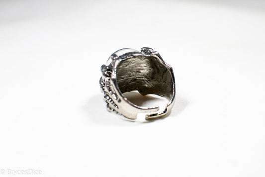 Dragon Eye Ring Silver Metal for Cosplay Game Night Dungeons and Dragons (purple/blue/red/yellow)