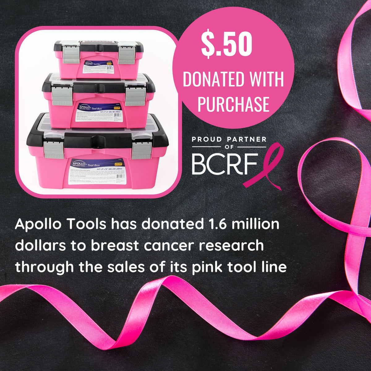 3 Piece Tool Box - Pink - DT5005P