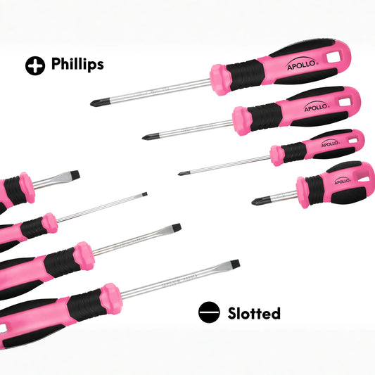 Apollo Tools 8 Pink Essential Screwdriver Set DT5018P