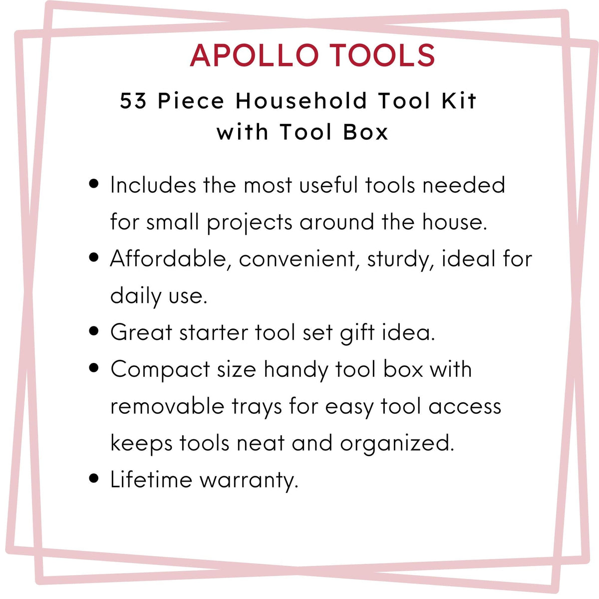 53 Piece Household Tool Kit with Tool Box - DT9773