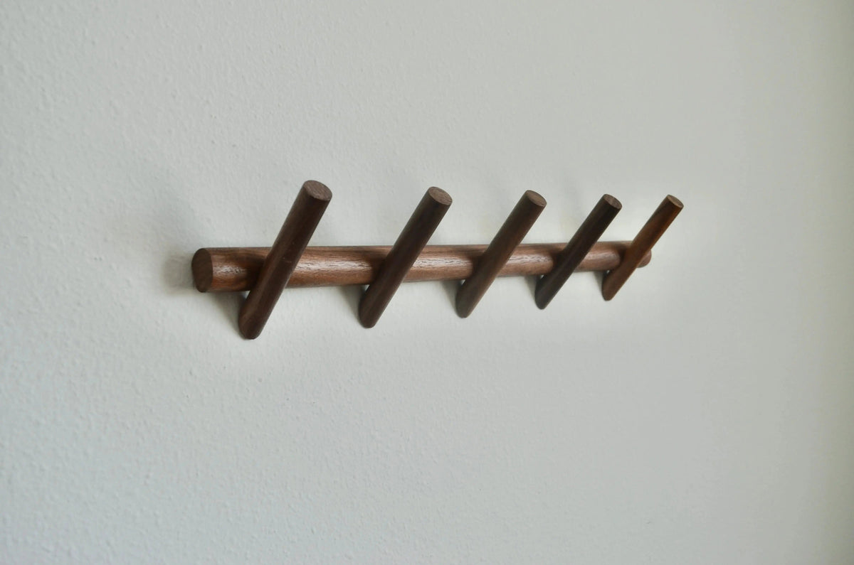 Boho Wood Coat Rack - Walnut & Beech Wood