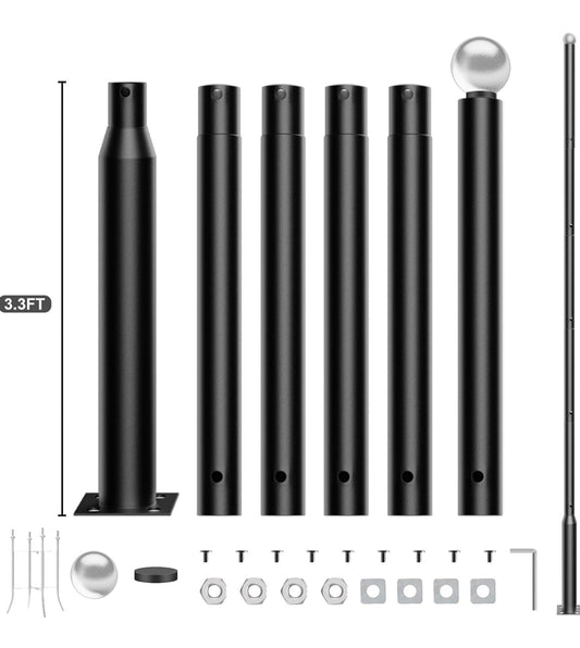 20Ft Commercial Grade Street/Parking/Flag Light Pole, Aluminum + Cage 1-Pack