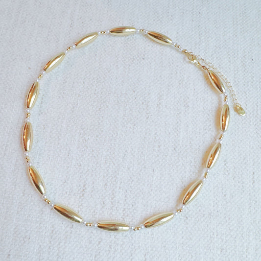 Golden Tube Bead Necklace