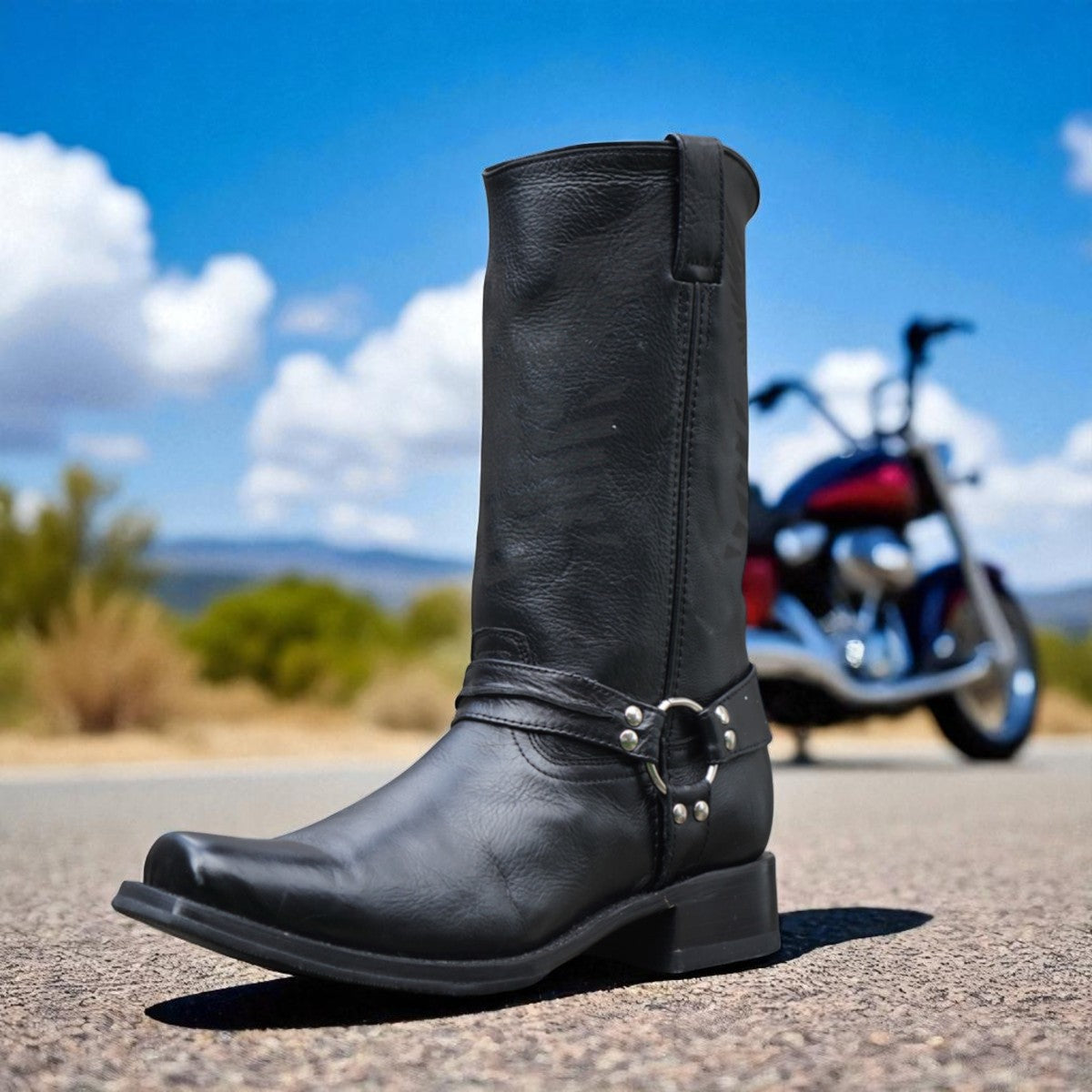 Eagle Rider Men's Leather Biker Boots (H50021)