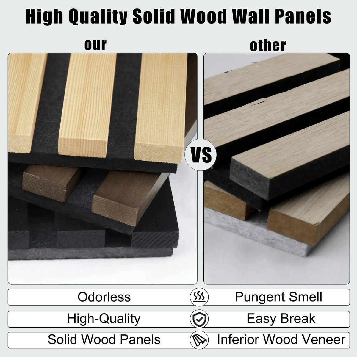 Hausvita Acoustic Solid Wood Slat Wall Panels ( 2 Panels Per Box )
