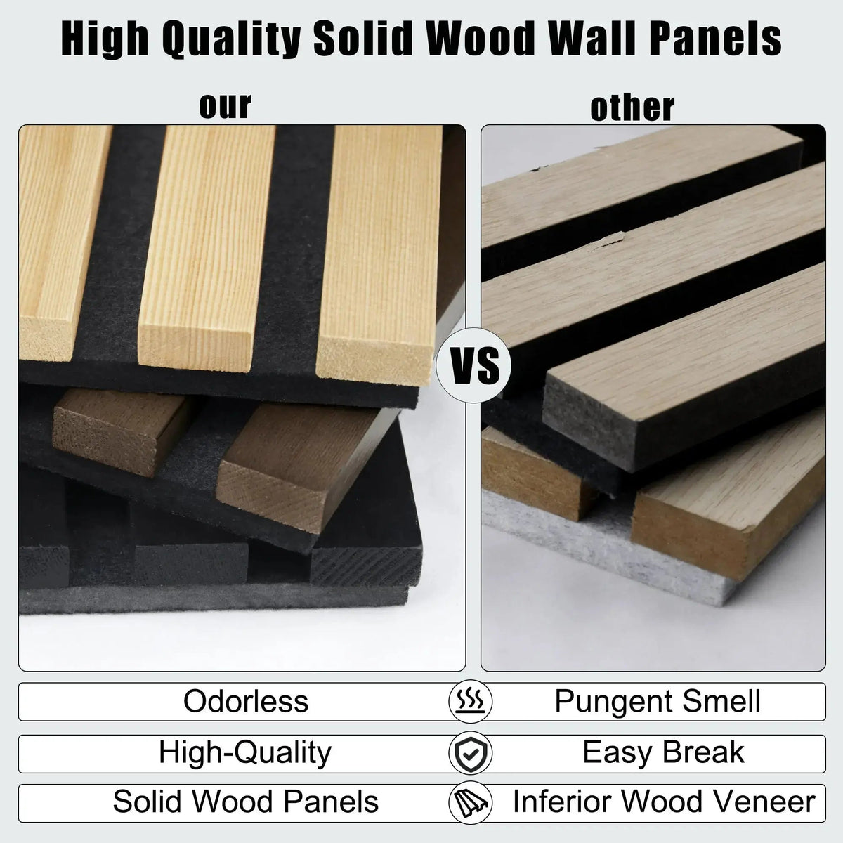 Hausvita Acoustic Solid Wood Slat Wall Panels ( 2 Panels Per Box )