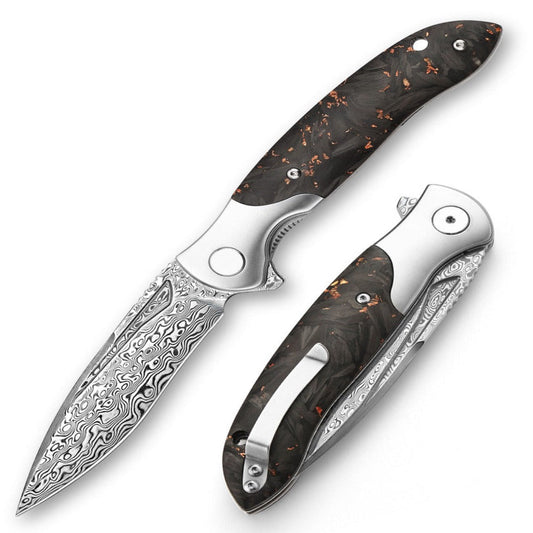 Raven VG10 Ultralight Folding Pocket Knife with Titanium & Carbon Fiber Handle