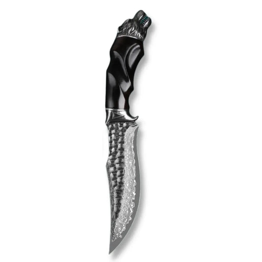 Wolf Japanese Hunting Knife VG-10 Damascus Steel & Exotic Ebony Handle