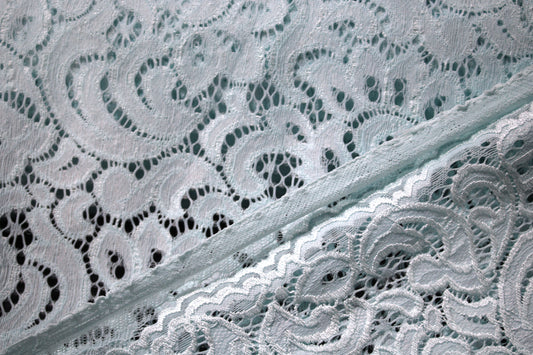 EMBROIDERED 3D FLORAL LACE ULTRA SOFT FABRIC AQUA GREEN 57" WIDE BY THE YARD