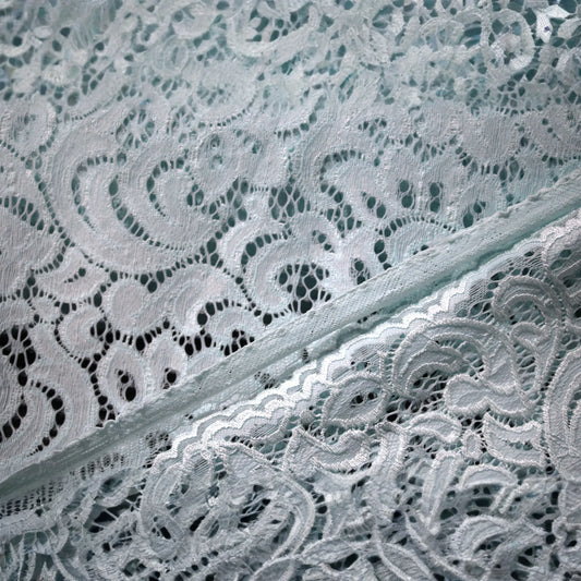 EMBROIDERED 3D FLORAL LACE ULTRA SOFT FABRIC AQUA GREEN 57" WIDE BY THE YARD