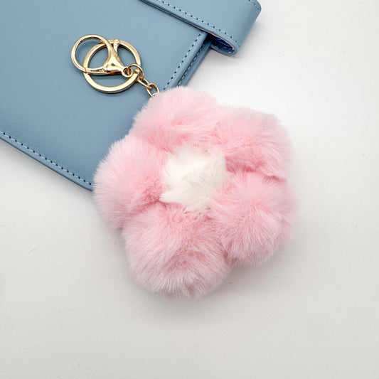 Flower Pom Pom Keychain