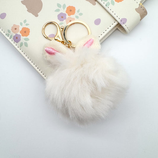 Bunny Ear Pompom Keychain