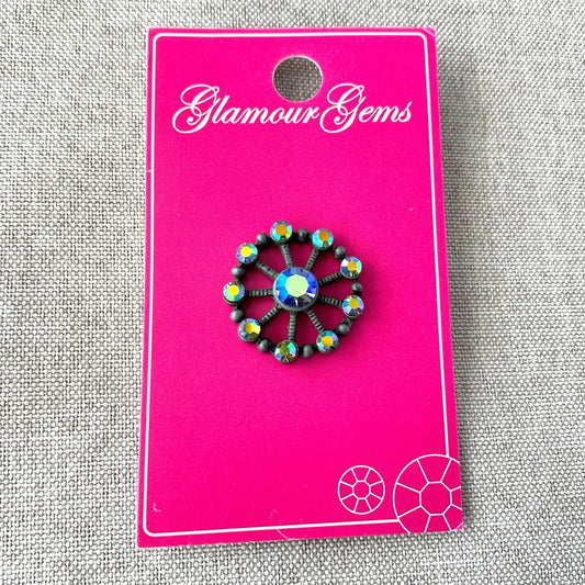 5218 AB - Glamour Gems - Shank Button - 22mm - Black AB