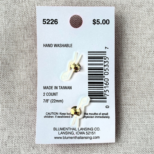 5226 Gold Gem Square - Glamour Gems - Shank Button - 22mm - Gold Clear