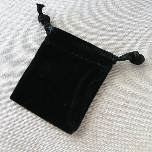 Black Velvet Drawstring Pouches - 2" x 2.5" - Black - Velvet Drawstring Bag