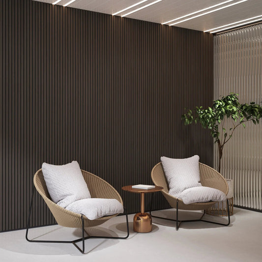 Luxury Smoked Walnut Acoustic Solid Wood Slat Wall Panels ( 2 Panels Per Box)