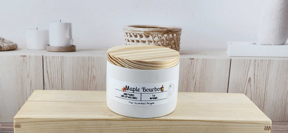 Maple Bourbon Scented 100% Soy Wax Candle - 3 Colors