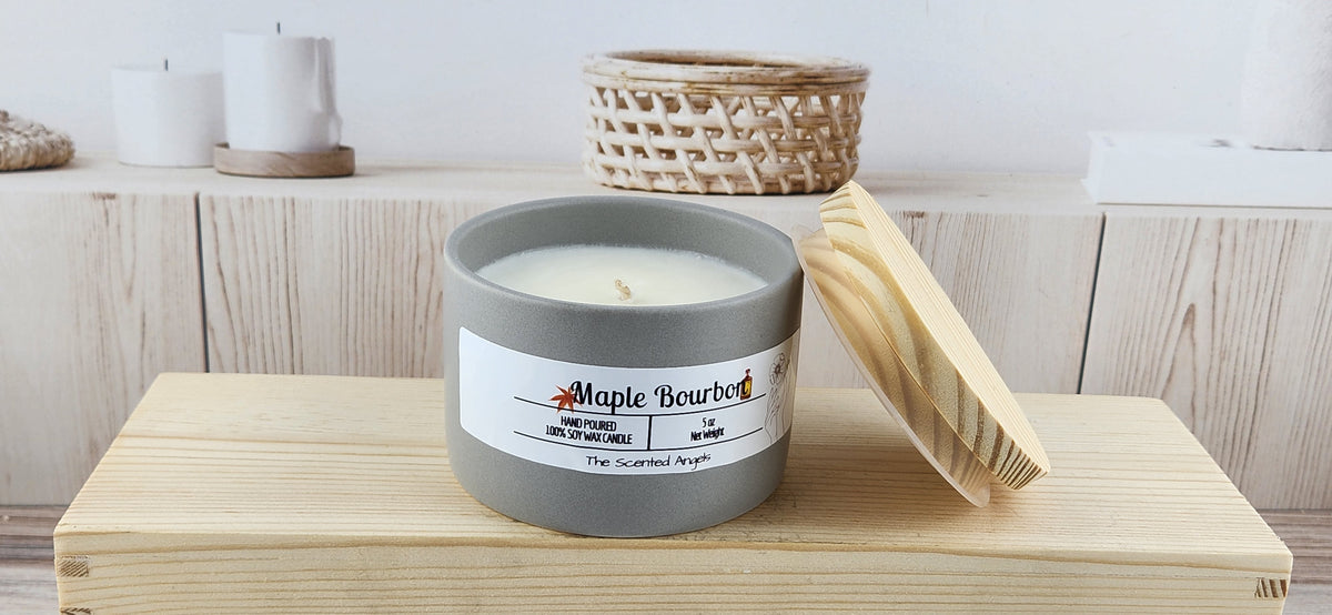 Maple Bourbon Scented 100% Soy Wax Candle - 3 Colors