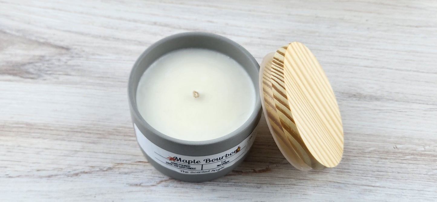 Maple Bourbon Scented 100% Soy Wax Candle - 3 Colors