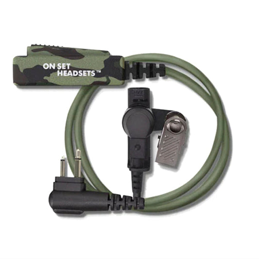 On Set Headsets™️ "The Shorty" Chest Pack Compatible FilmPro Walkie Surveillance Headset with 2-Pin Motorola M1 Connector - (Black, Camo)