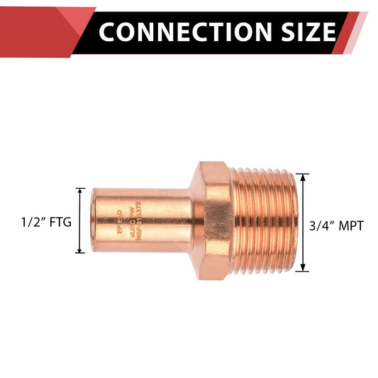 1/2" FTG Press x 3/4" Male Threaded Copper Street Adapter (Lead Free)